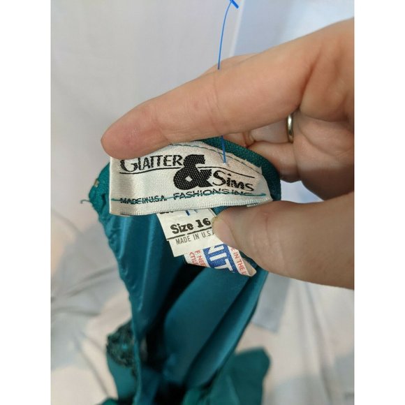 Glatter & Sims Vintage Teal Sequined Long Sleeve - Picture 7 of 7